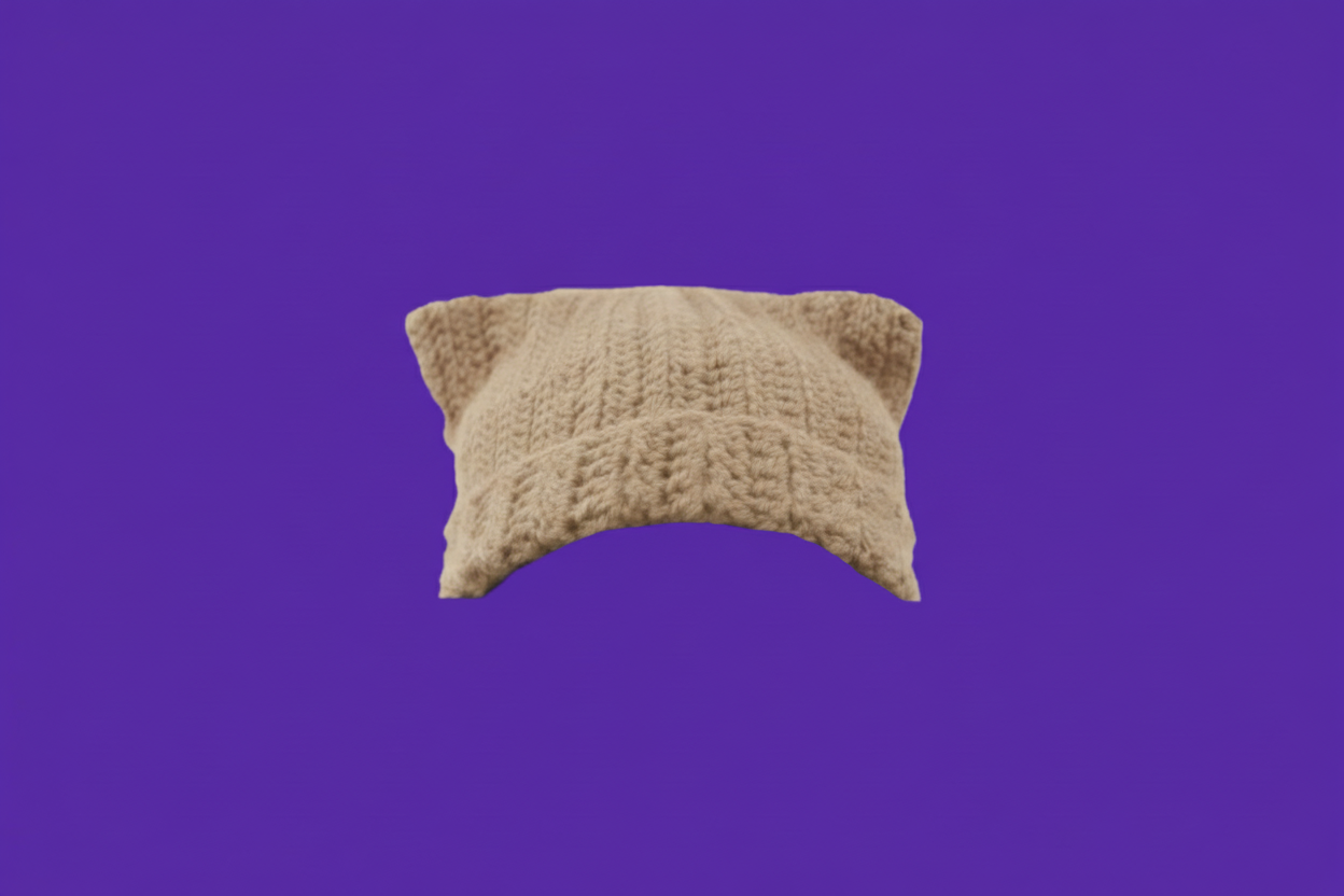 Repositioned Beige Cat Beanie