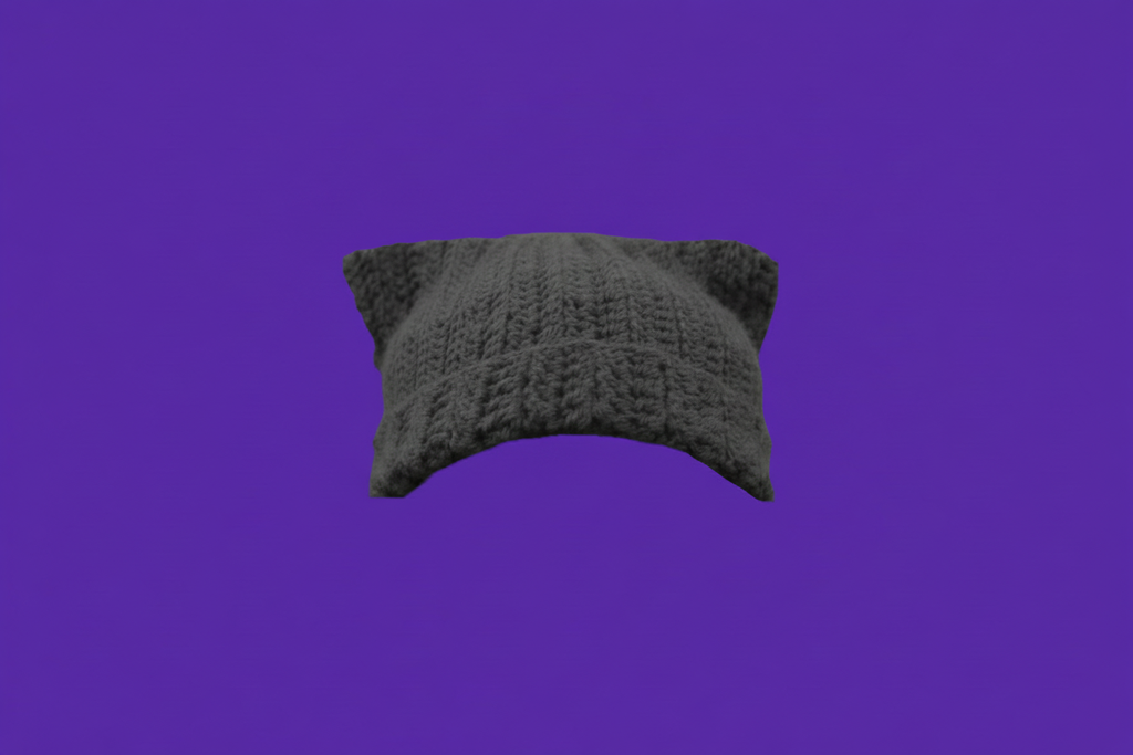 Repositioned Gray Cat Beanie