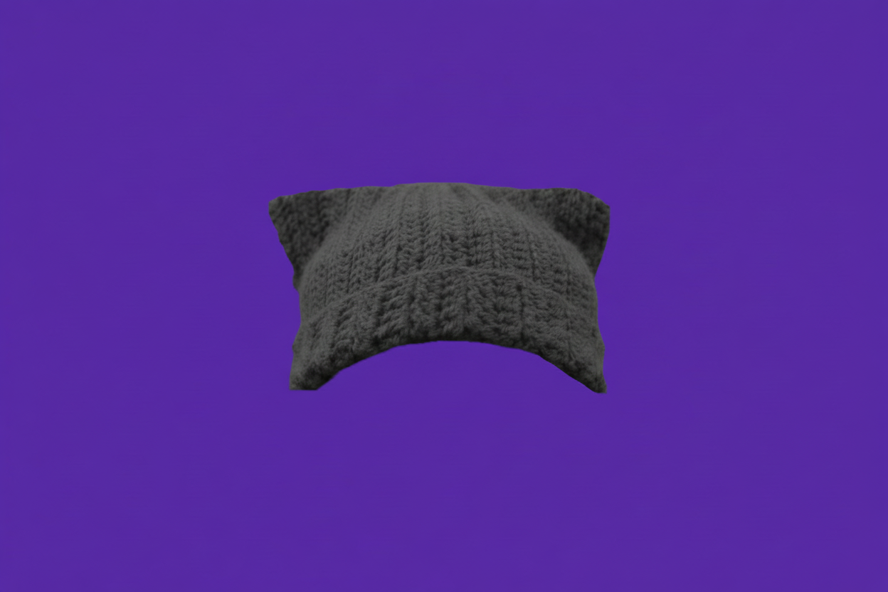 Repositioned Gray Cat Beanie