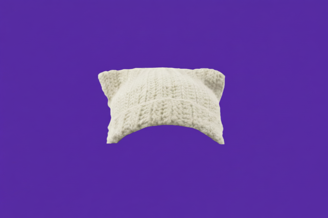 Repositioned White Cat Beanie